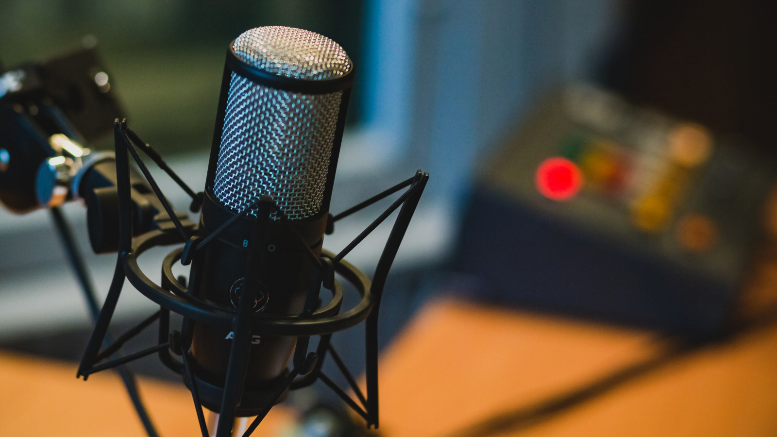 Podcast mic in a studio