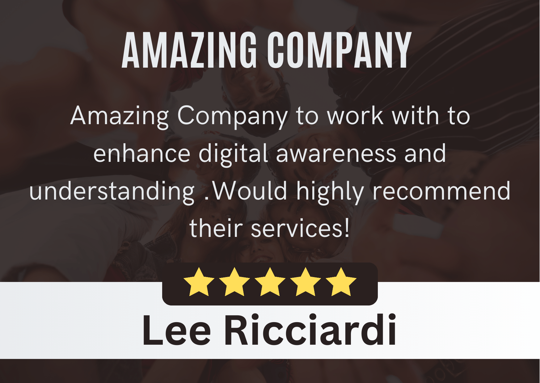 Lee Ricciardi - Edworthy Media Review | PPC Agency Social Media management Services Exeter. Review Content: Amazing company to work with to enhance digital awareness and understanding. Would highly recommend their services!