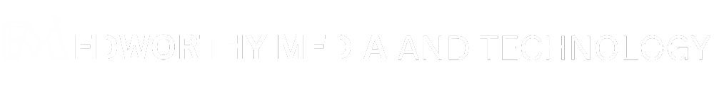Logo of Edworthy Media and Technology Limited, featuring stylised text in white on a black background.