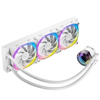 ANTEC Vortex 360 ARGB White all-in-one liquid CPU cooler featuring a 360mm radiator, suspended spiral pump head, copper base plate, EPDM tubing and Fusion PWM ARGB fans
