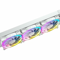 Triple ANTEC Vortex 360 ARGB White fans with rainbow RGB lighting and a white frame, part of the Fusion ARGB Fan range
