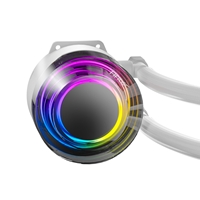 ANTEC Vortex 360 ARGB White all-in-one liquid CPU cooler featuring a 360mm radiator and Fusion ARGB cooling fans, with a white housing and vibrant RGB lighting