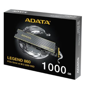 Adata Legend 860 (SLEG-860-1000GCS) 1TB NVMe SSD, PCIe Gen4, M.2 Interface, 2280, Read 5000 MB/s, Write 3000 MB/s, Heatsink 5 Year Warranty